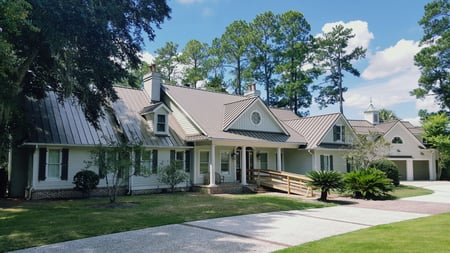 standing seam metal roof on a low country style home