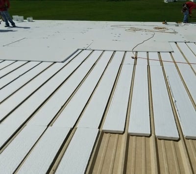 metal retro-fit insulation on a flat roof