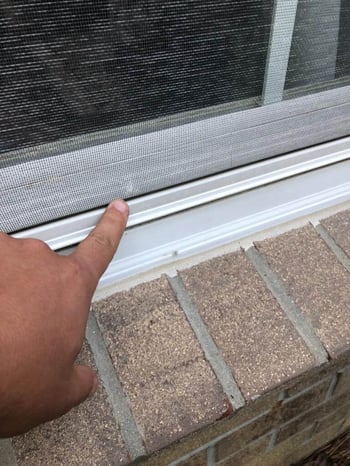 window with hail damage