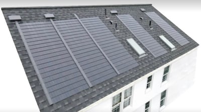 GAF Solar Energy shingles on a 3-d cad drawing of a house