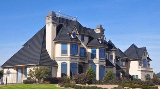 Decra Shake Roof on a large house in a charcoal color