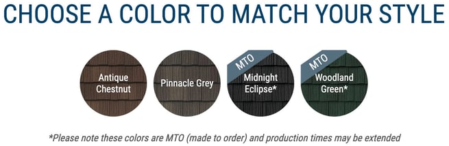 "choose a color to match your style" Decra shake colors