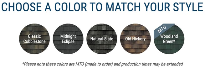 "choose a color to match your style" Decra shingle colors