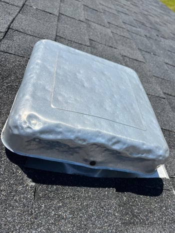 one way roof vent with hail damage