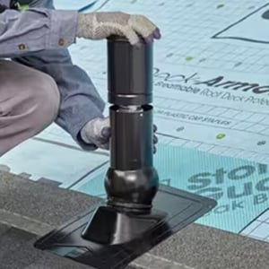 Installing the pipe on the GAf Master Flow Pivot Flashing