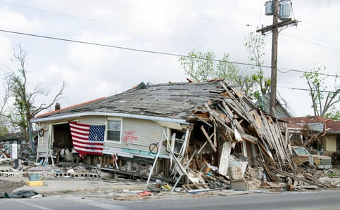 Hurricane damaged home