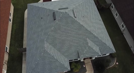 birds eye view of asphalt shingle roof