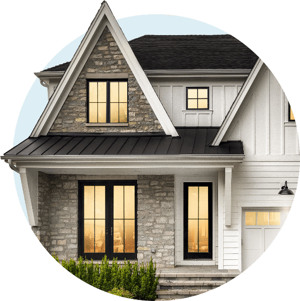 Stone Home with steep gable roof