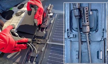 Solar connection being installed on a roof