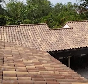 Multi-colored clay tile roof