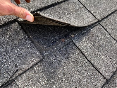 inspection of a wind damaged shingles