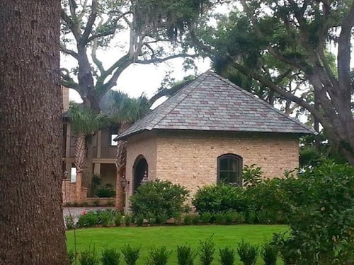slate roofing on brick home