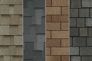 four types of roof shingles side by side
