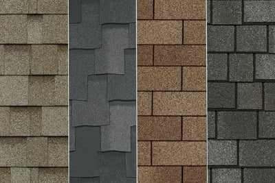 4 columns showing the types of asphalt roof shingles