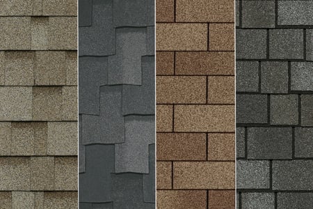 4 columns showing the types of asphalt roof shingles