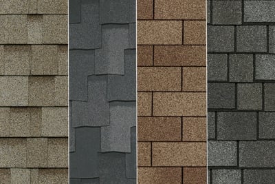 4 different types of shingles side by side