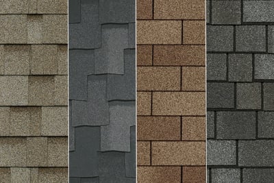 4 different types of asphalt shingles side by side