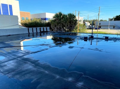 water pooled on roof