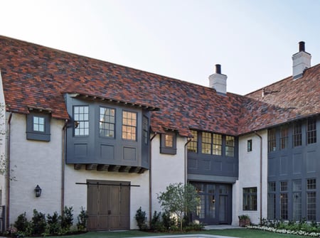 Multi-color Ludowici clay tile roof on 2-story home