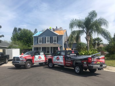 roof replacement on a home in progress 