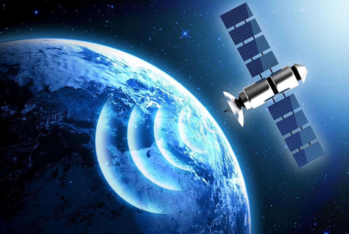 satellite image showing a satellite facing the earth