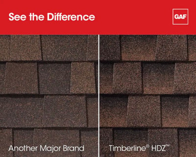 Shingle comparison with GAF Timberline HDZ