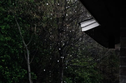 rain pouring from roof