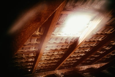 attic inspection with a flashlight
