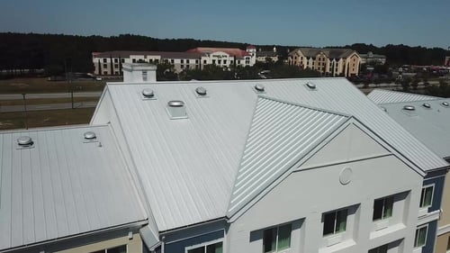 Standing seam metal on a commercial building