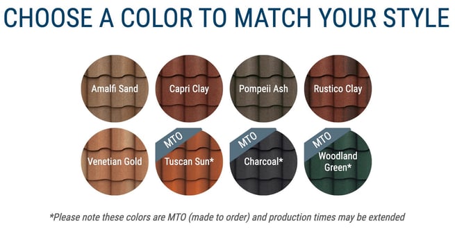 Decra"choose a color to match your style"  metal villa tile color selection chart