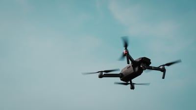 Drone flying in the sky