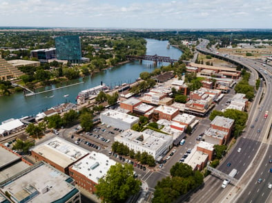 city overview from drone