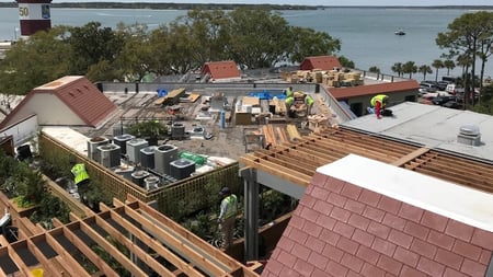 large scale roof replacement water view 2