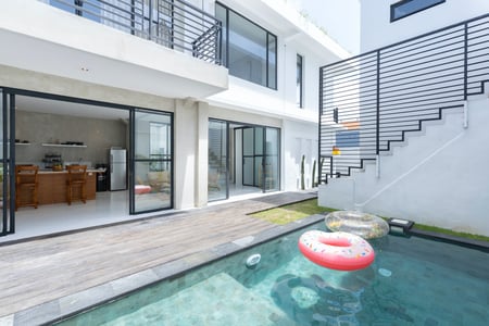 backyard pool with floaties 