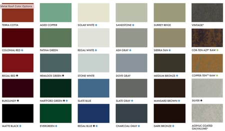 metal roof color chart