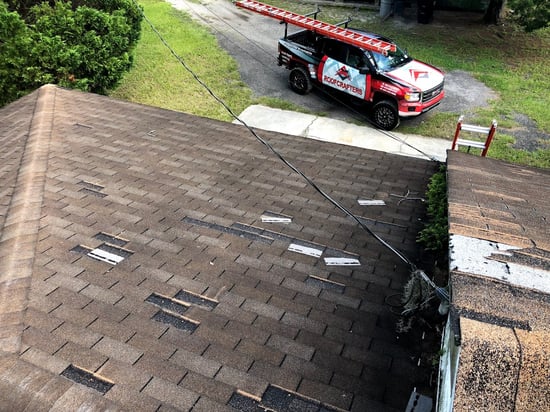 missing shingles on roof