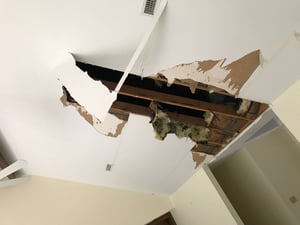 roof leak on the inside of a home