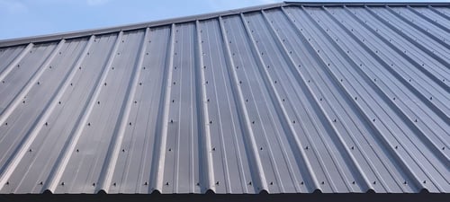 screw down metal roof showing exposed fastners