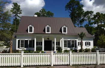 simple 5v metal roof on low country home
