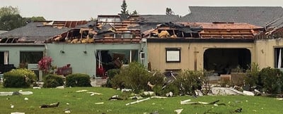 Roof with serious wind damage 