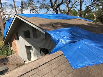 tarped roof