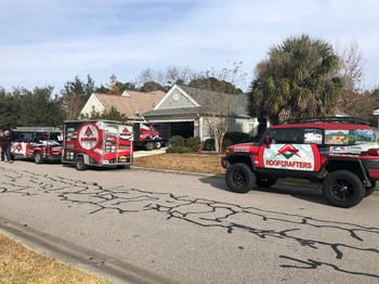 RoofCrafters finishing a new shingle roof 