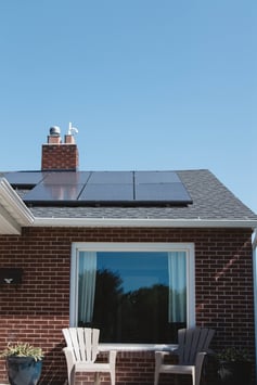 solar panels on brick home
