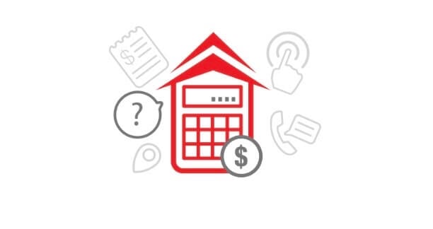 Calculator with icons of location, money and an estimate