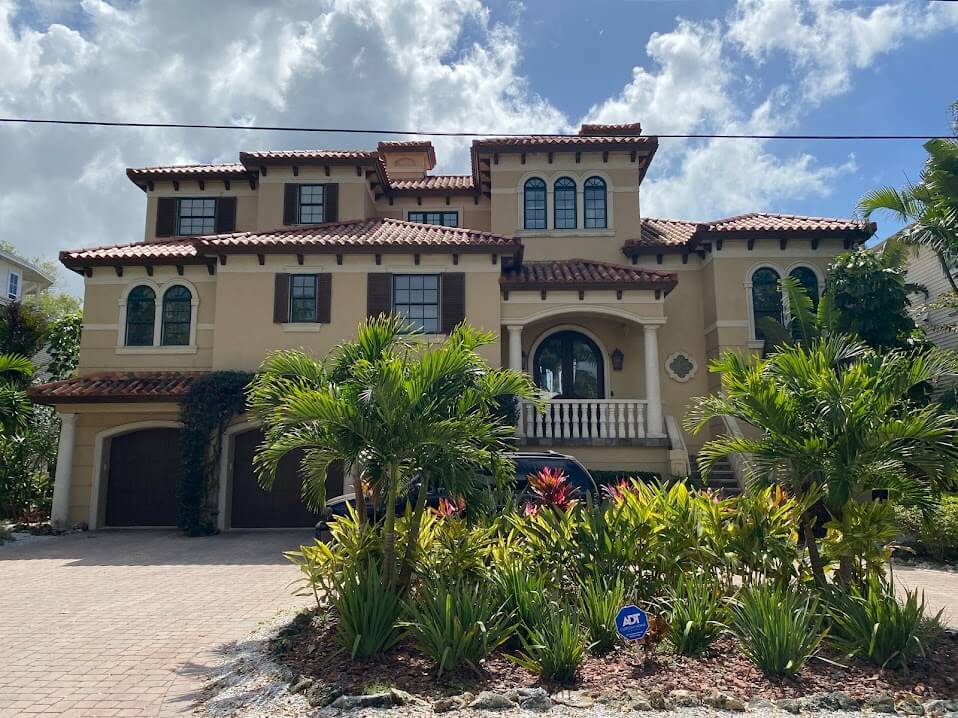 tile roof on residential building