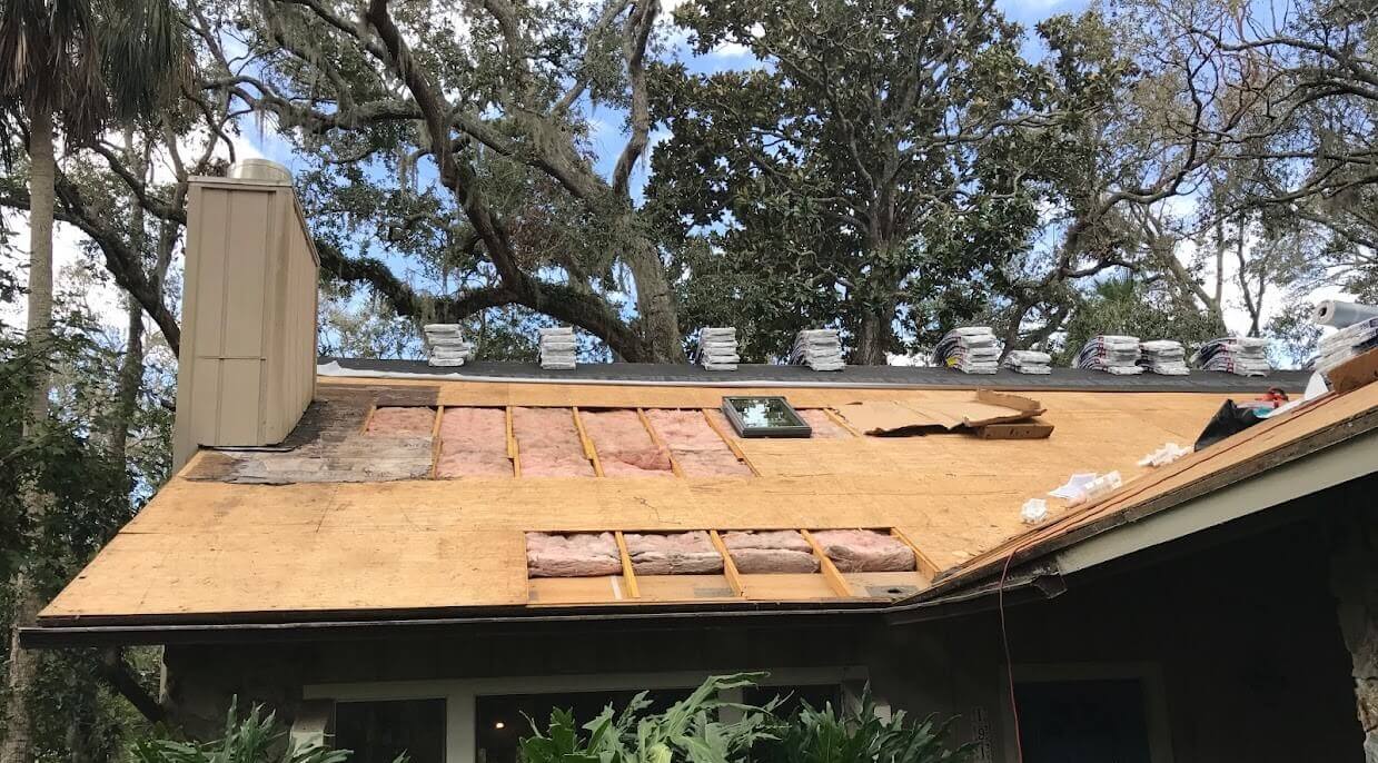 roof torn off with wood damage