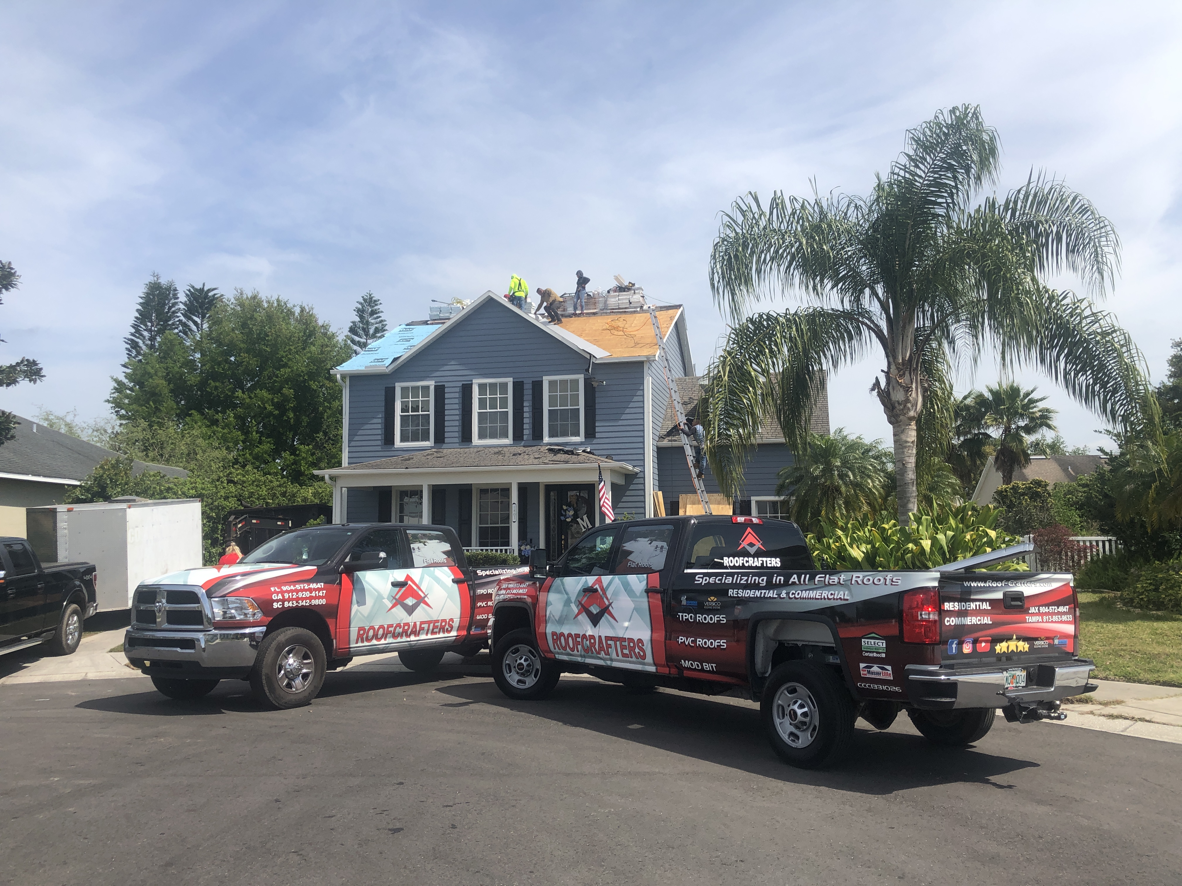 roof replacement on a Florida home in progress 