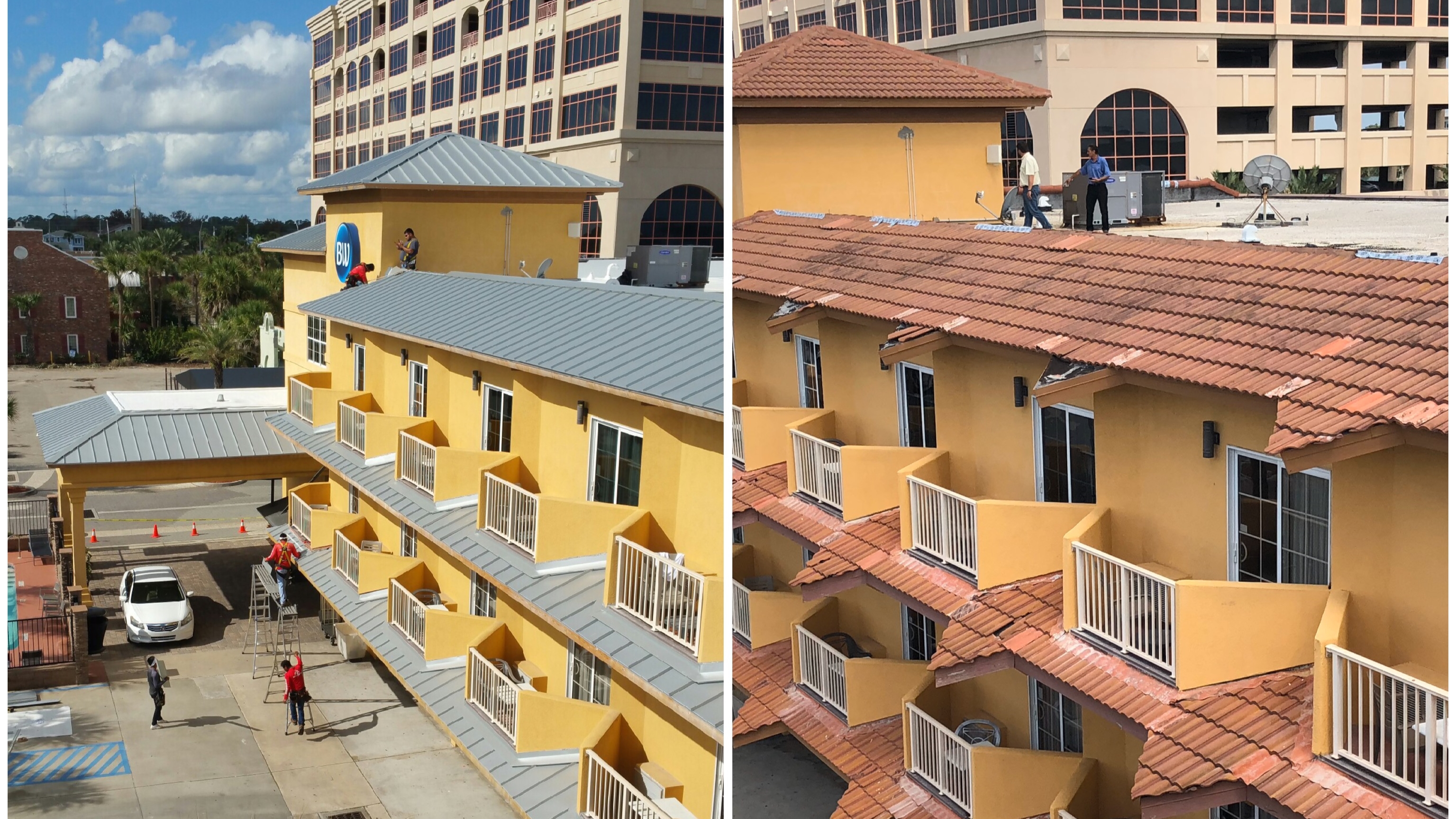 Standing seam metal roof replacement on a commercial building