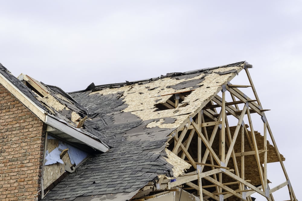 skeleton of roof after storm damage