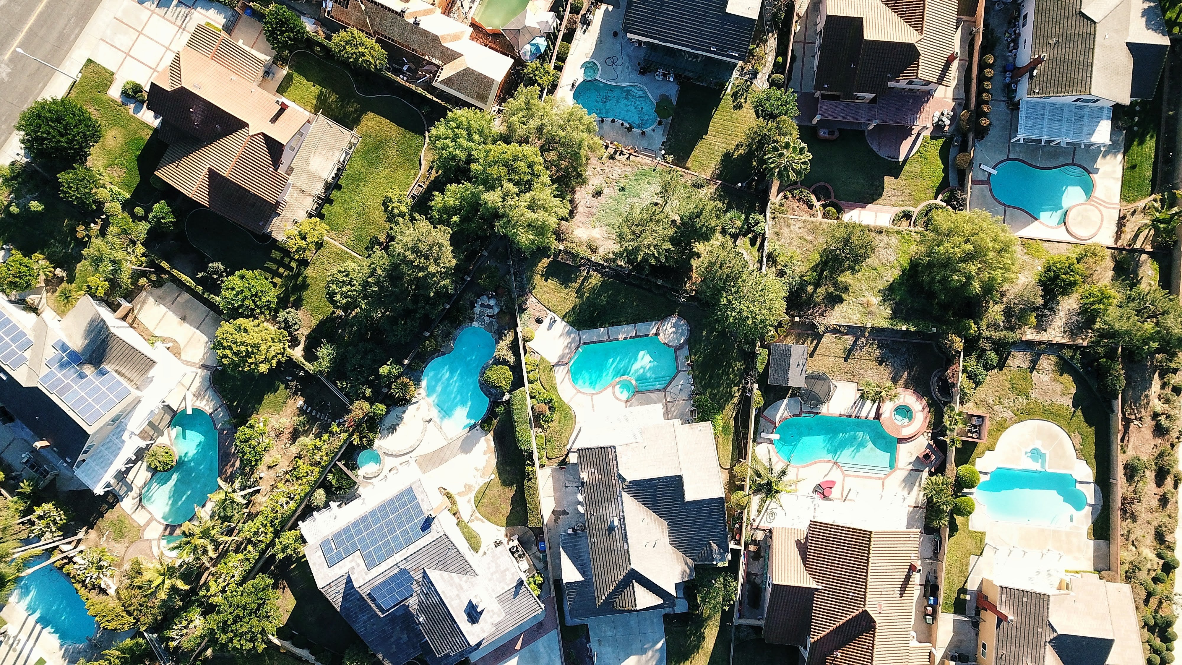 ariel view of suburban neighborhood